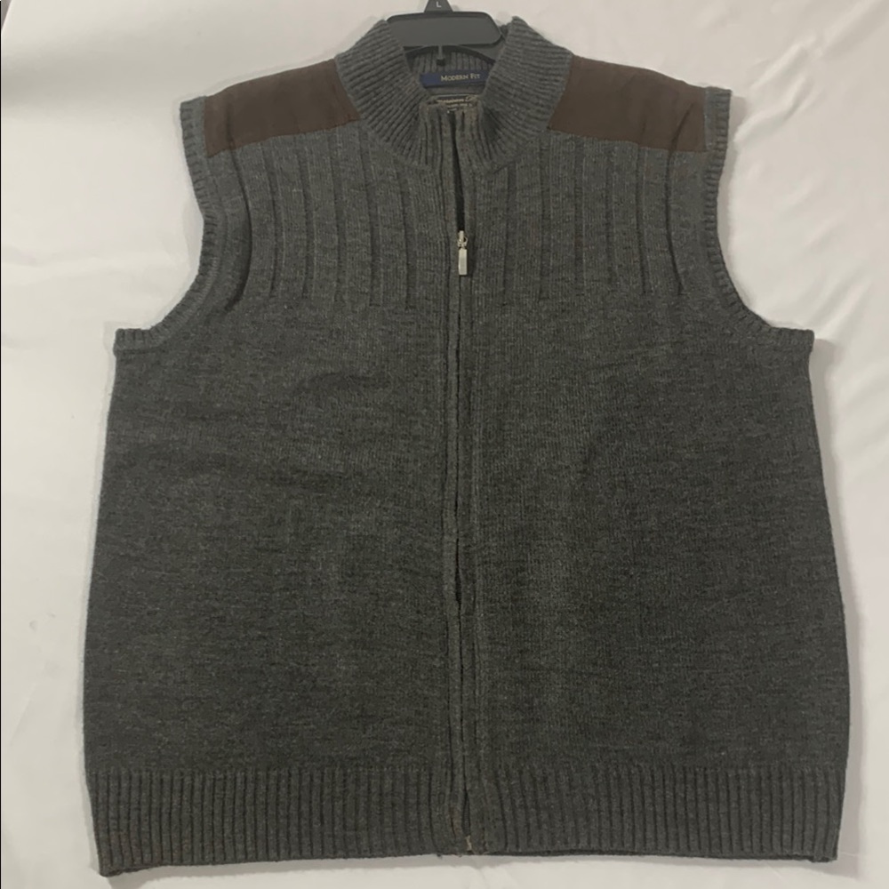 Authentic American Heritage Gray Zip Up Sweater with Structured Shoulders
